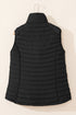 Plush Collared Quilted Zipped Puffer Vest